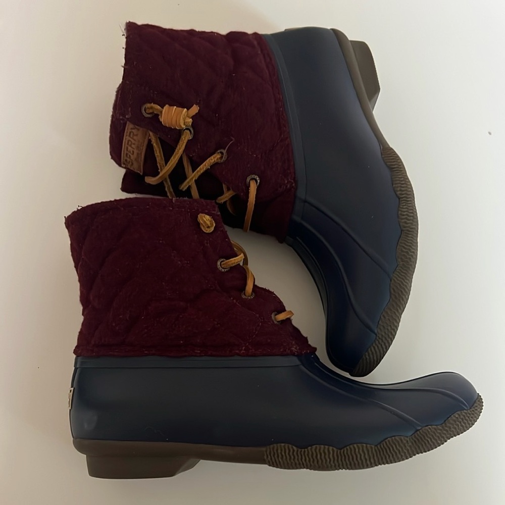 Sperry Maroon and Navy Waterproof Boots - Picture 2 of 3